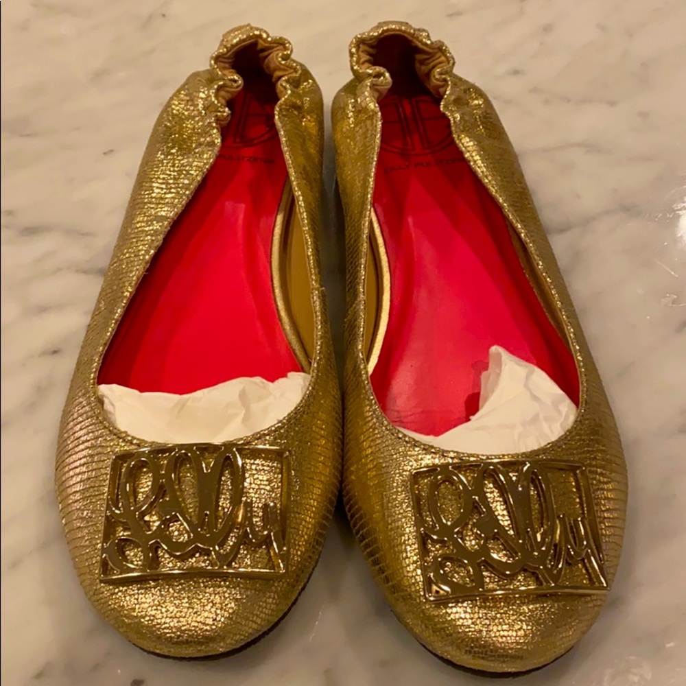 Gold Lilly Pulitzer flats